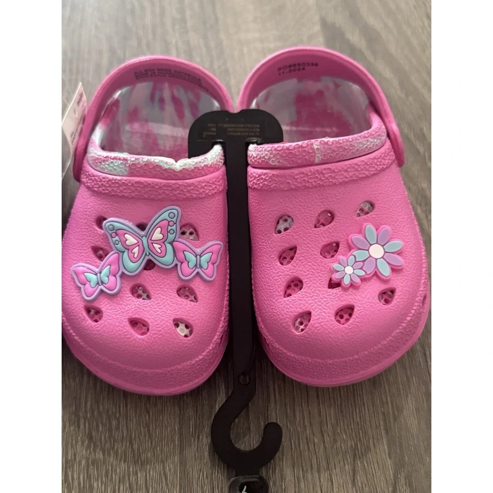 Butterfly & Unicorn Toddler Sz 7 Clogs New Lot of 2 Purple And Pink Adorable Set